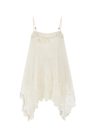 an-off-white-sheer-mesh-camisole-dress-with-thin-spaghetti-straps-a-ruffled-neckline-and-a-tiered-asymmetrical-hem-the-dress-features-delicate-floral-embroidery-and-is-displayed-against-a-solid-white-background